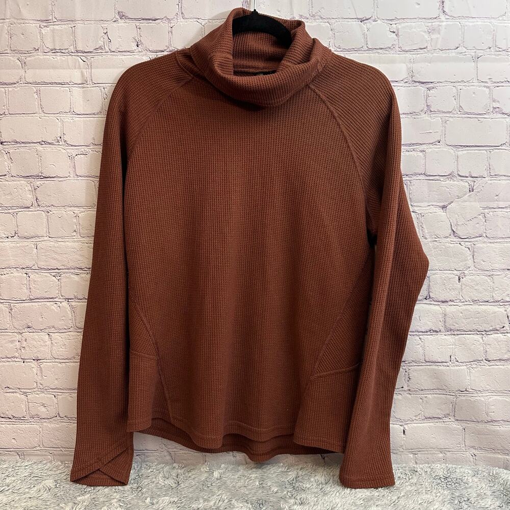 Kuhl Petra Turtle Neck Waffle Knit Long Sleeve Brown Women's Small Layering
